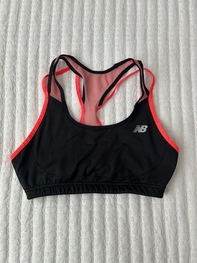 New Balance Black & Coral Racerback Performance Sports Bra